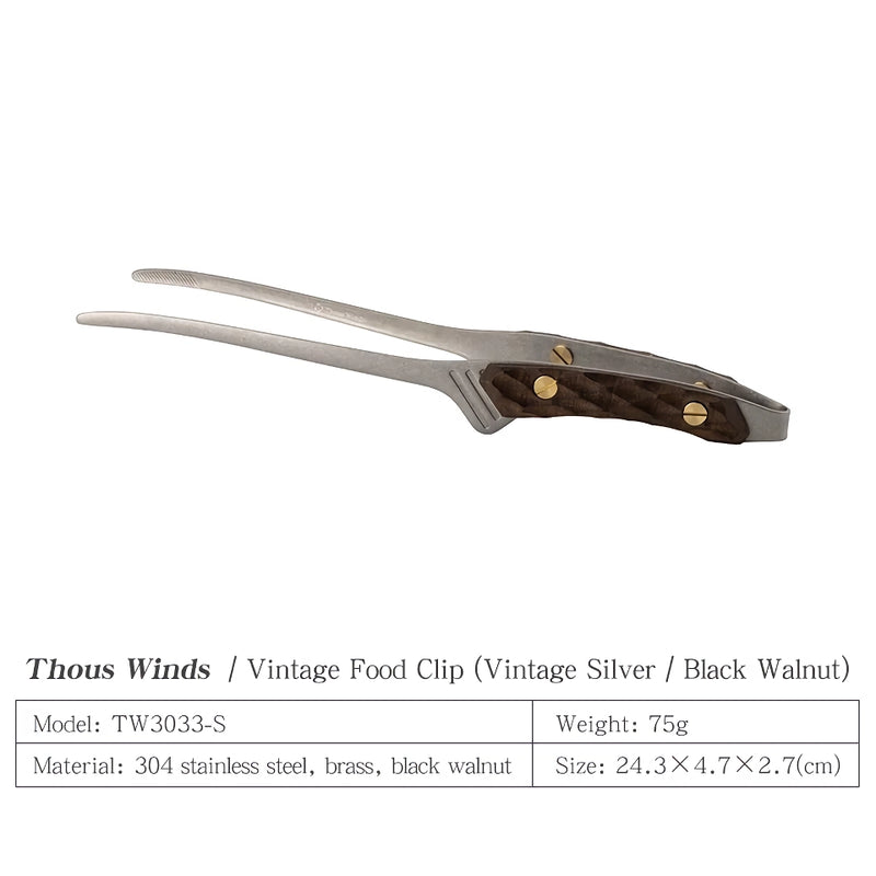 retro stainless steel camp tongs, view 2 - MRSLM