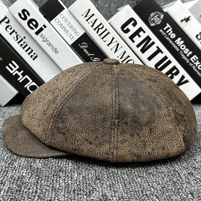 Brown cowhide painter cap, view 3 - MRSLM