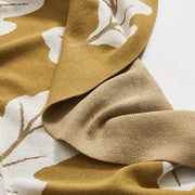floral jacquard cotton throw blanket, view 7 - MRSLM