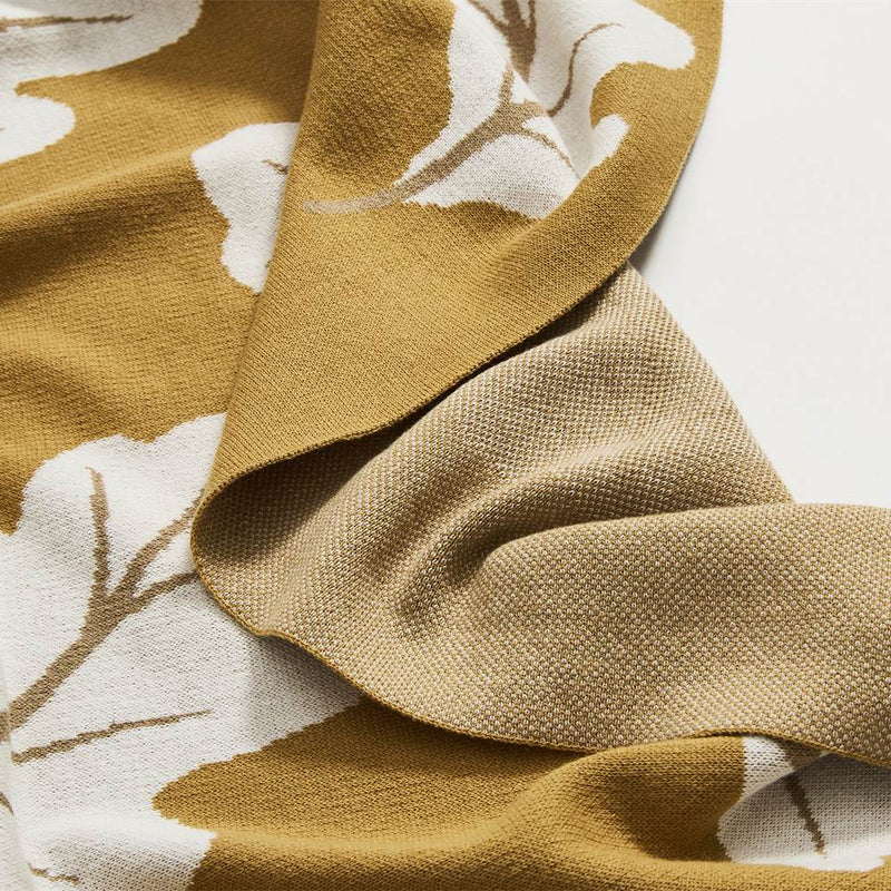 floral jacquard cotton throw blanket, view 7 - MRSLM