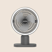 mini rechargeable desk fan with light, view 2 - MRSLM