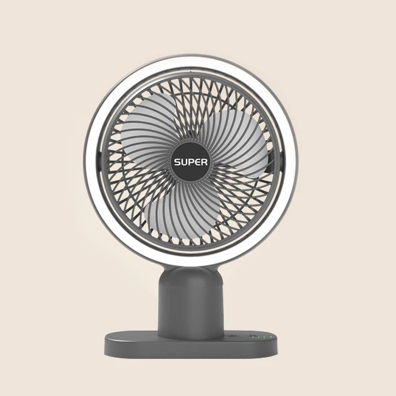 mini rechargeable desk fan with light, view 2 - MRSLM