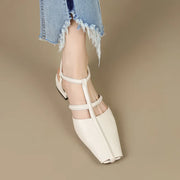 strappy leather low heel sandals, view 8 - MRSLM