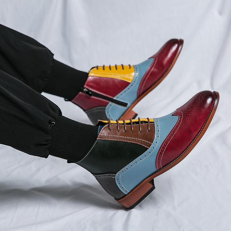 men's mixed colors leather boots, view 4 - MRSLM
