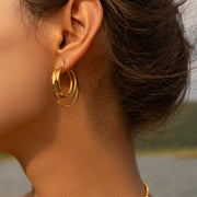18k gold plated double coil earrings, view 4 - MRSLM
