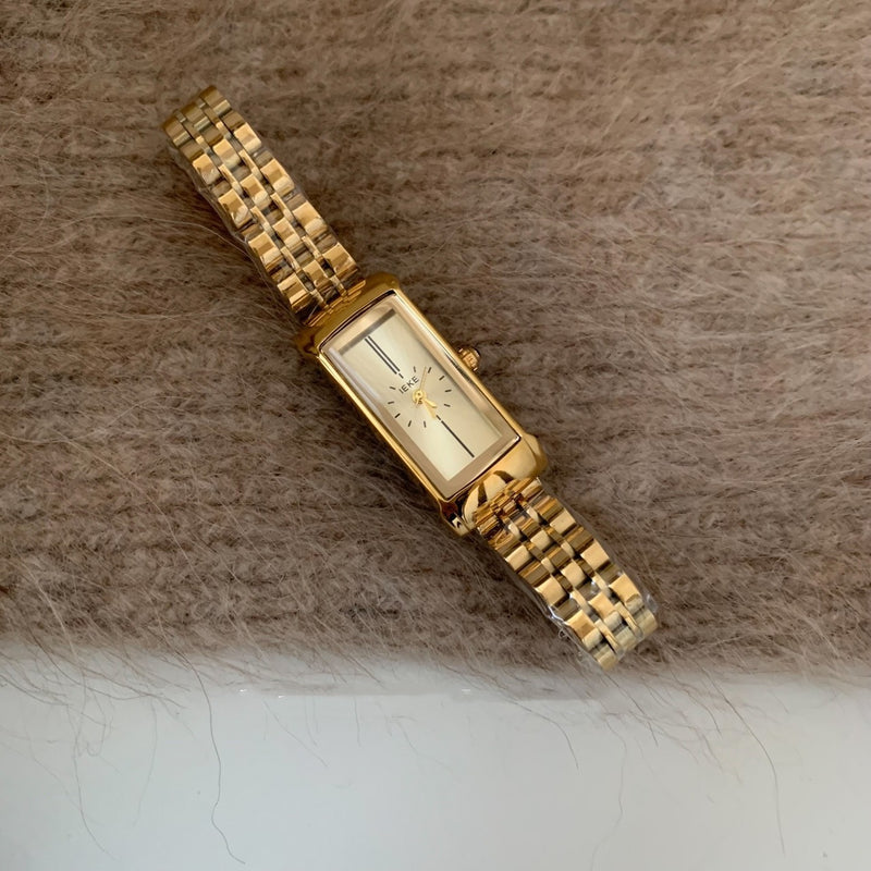 Women's rectangular gold steel belt quartz watch, view 5 - MRSLM