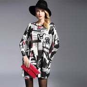 women's mouth print knitted pullover sweater, view 3 - MRSLM