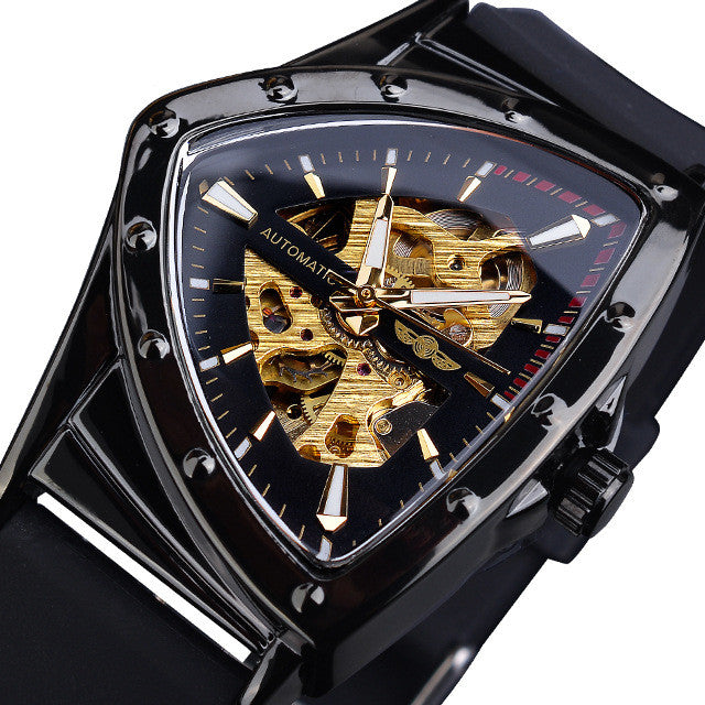 men's skeleton automatic watch silicone strap, view 5 - MRSLM