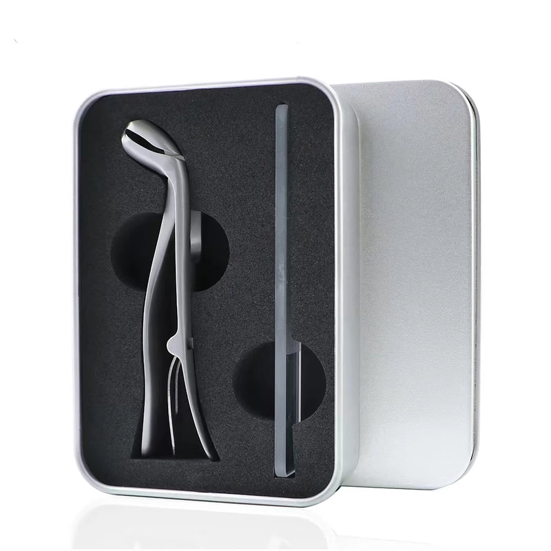 angled stainless steel toenail clipper with file, view 3 - MRSLM