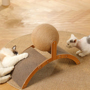 wooden cat scratcher with sisal ball, view 9 - MRSLM
