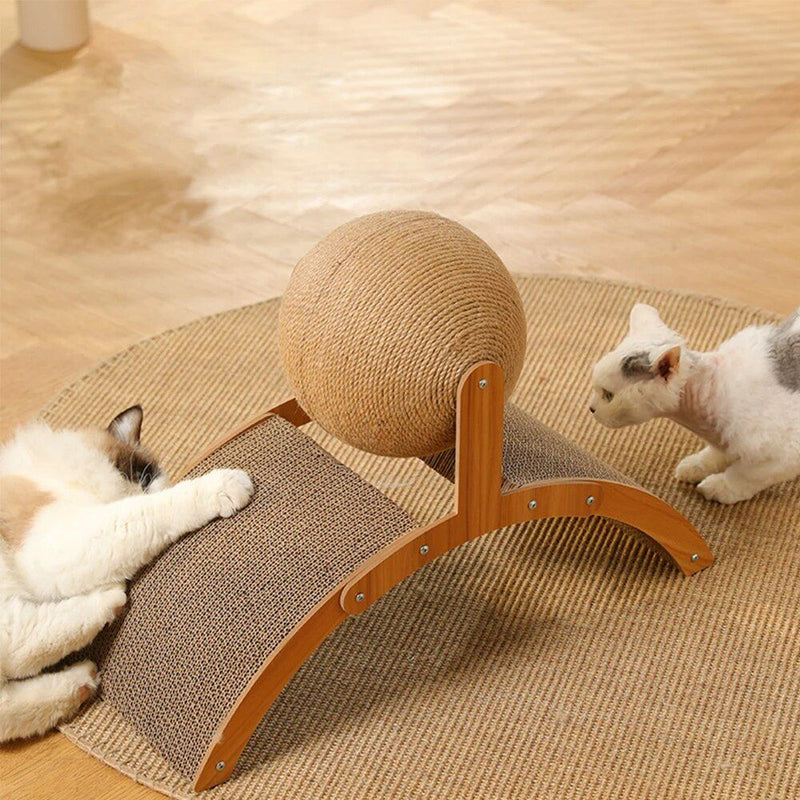 wooden cat scratcher with sisal ball, view 9 - MRSLM