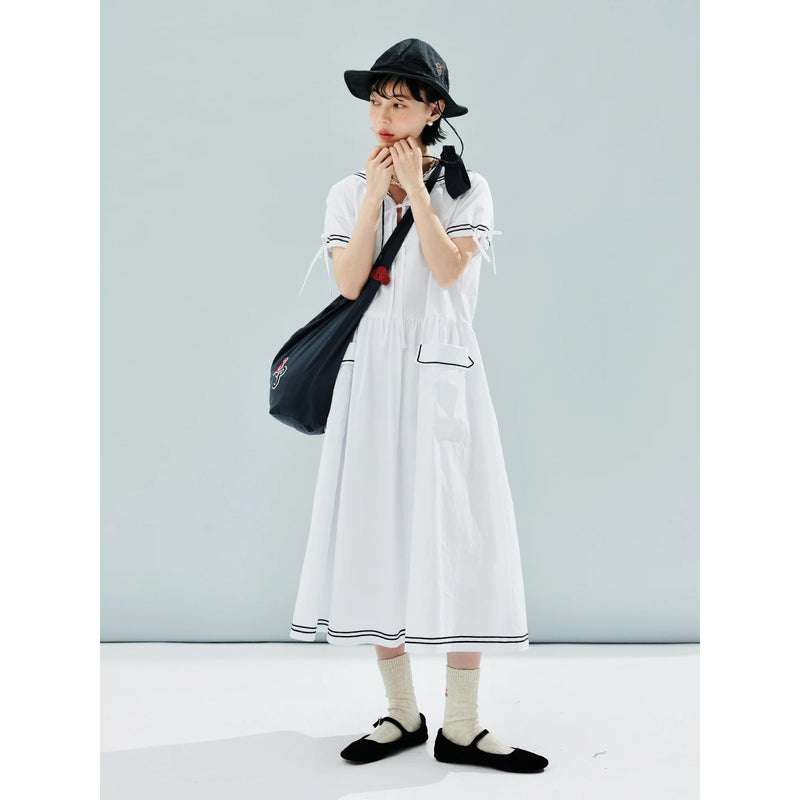 striped cotton sailor collar dress, view 7 - MRSLM
