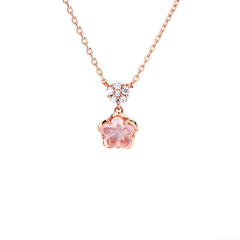 pink crystal heart necklace, view 6 - MRSLM