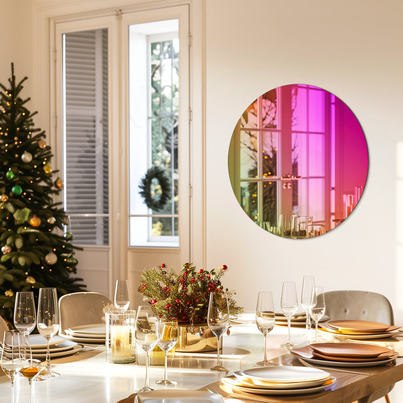 colorful gradient round wall mirror, view 5 - MRSLM