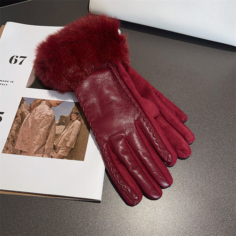 PU leather suede touch screen gloves, view 4 - MRSLM