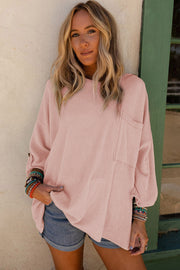 loose pocket ribbed long sleeve sweater, view 9 - MRSLM