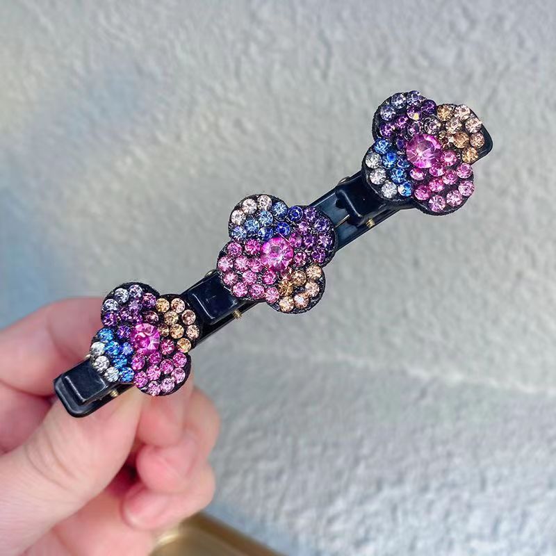 floral crystal braided hair clips, view 5 - MRSLM