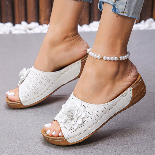 Flower hollow wedge sandals, view 9 - MRSLM