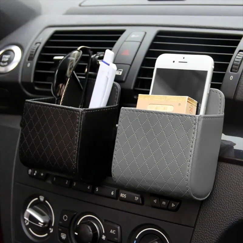 leather car air vent organizer, view 7 - MRSLM