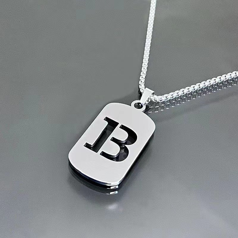 titanium steel letter necklace, view 3 - MRSLM