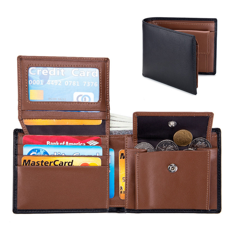 men's short trifold leather wallet, view 9 - MRSLM
