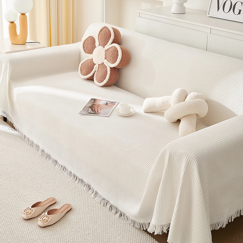 Woven cotton sofa cover blanket, view 3 - MRSLM