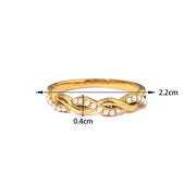 twisted pearl gold plated stacking ring, view 2 - MRSLM