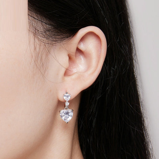925 silver heart zircon hoop earrings - MRSLM
