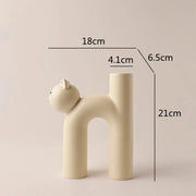 cathead ceramic tube vase, view 3 - MRSLM