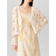 v-neck lace patchwork cardigan, view 2 - MRSLM
