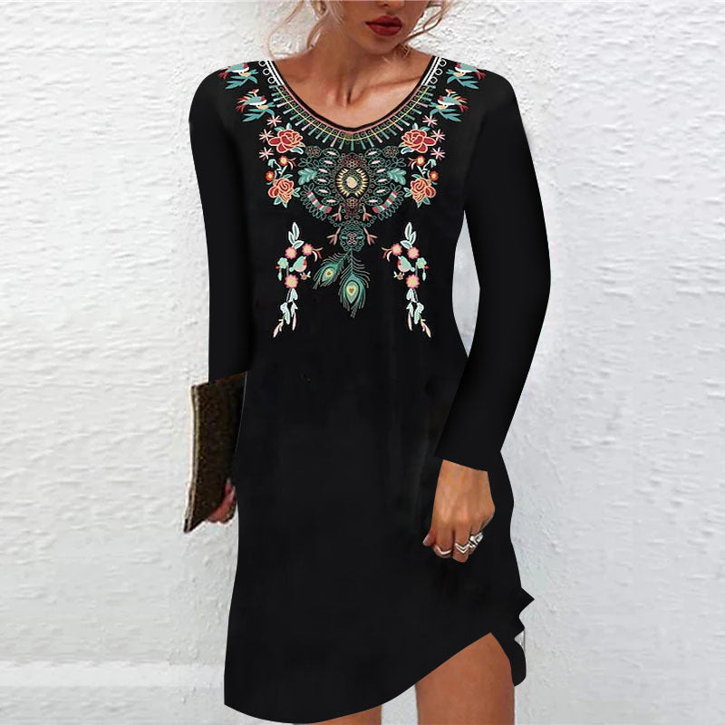 autumn and winter printed dress for women, view 13 - MRSLM