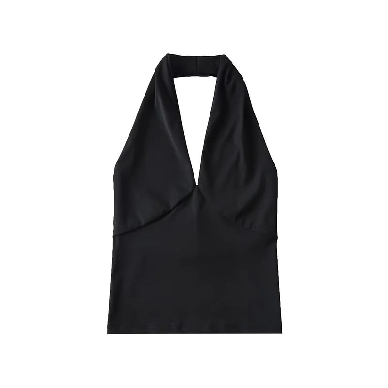 women's deep v-neck halter top, view 2 - MRSLM