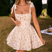 Bow-tied strap backless short dress, view 2 - MRSLM