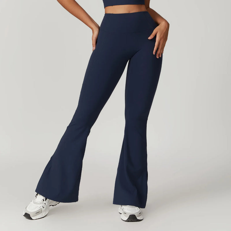 high waist flared yoga pants, view 2 - MRSLM