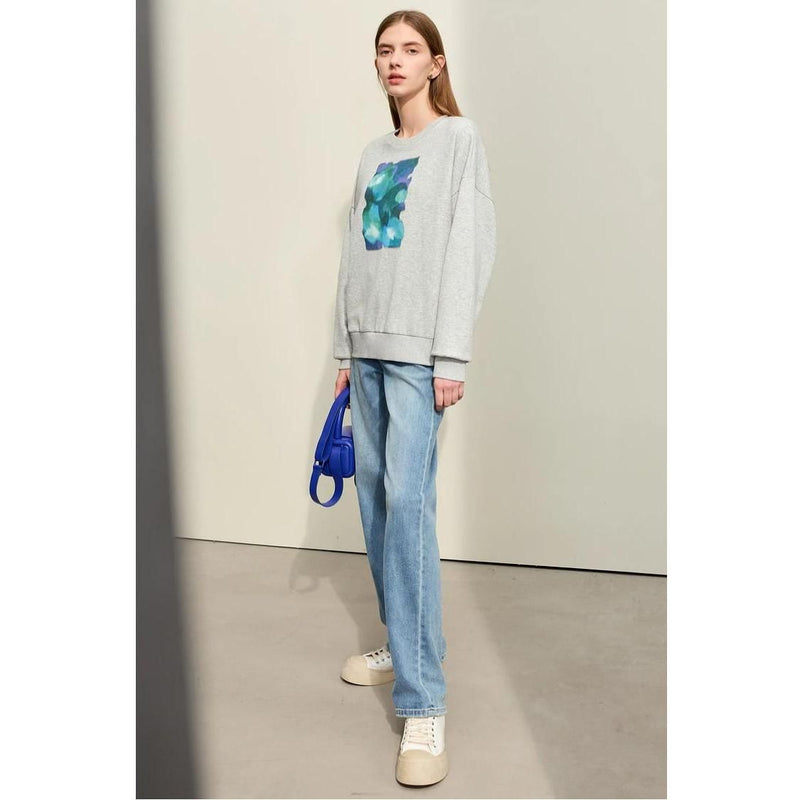 Women's abstract print loose sweatshirt, view 14 - MRSLM