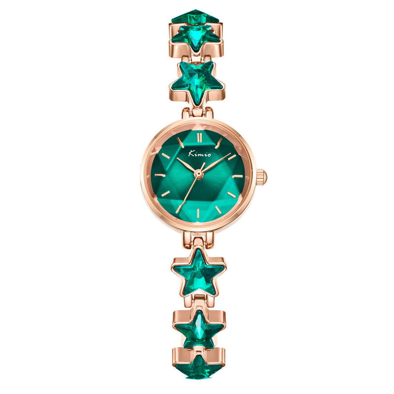 ladies rose gold stretch bracelet quartz watch, view 5 - MRSLM