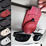 Leather car sun visor sunglasses holder, view 8 - MRSLM