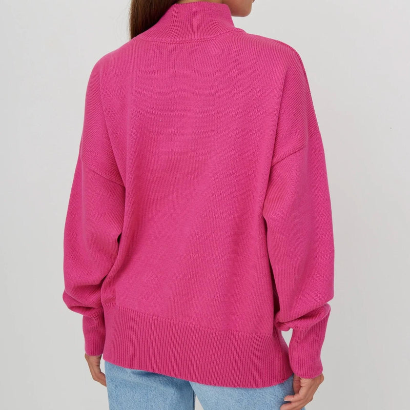 womens oversized turtleneck knitted sweater, view 26 - MRSLM