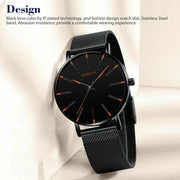 men's ultra thin black quartz watch, view 6 - MRSLM