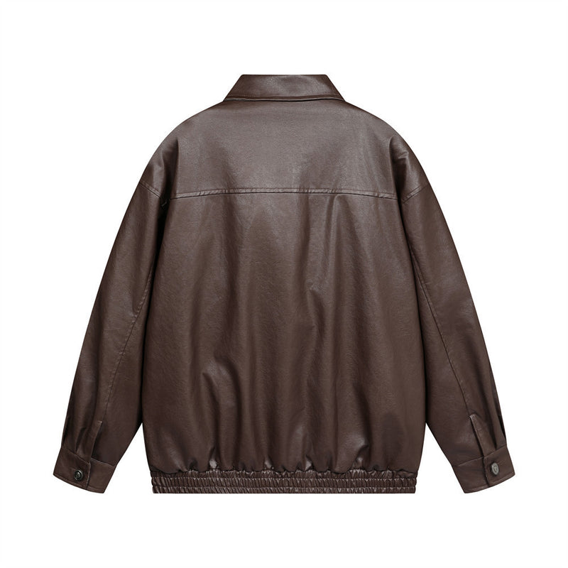 men's pu leather coat zipper, view 2 - MRSLM