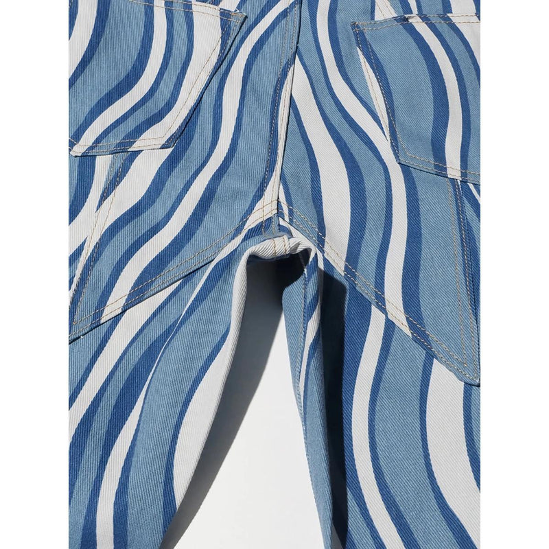 high-waist striped denim trousers, view 10 - MRSLM