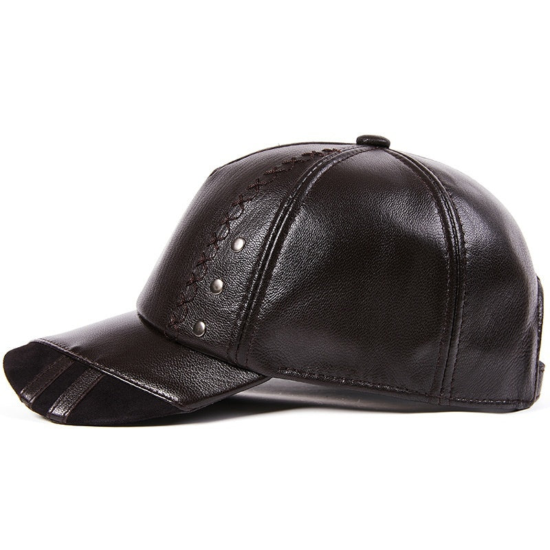 sheepskin leather baseball cap, view 4 - MRSLM