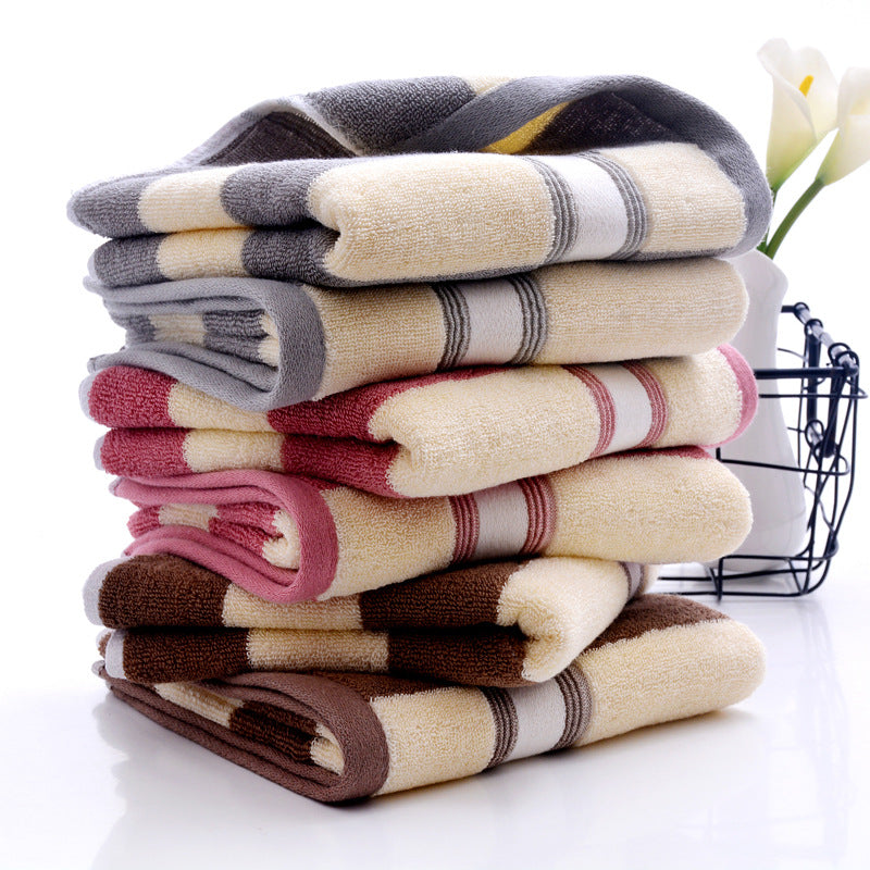 striped cotton face and bath towel, view 8 - MRSLM