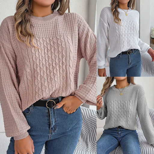Women's cable-knit lantern-sleeve sweater - MRSLM