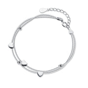 double layer small heart silver bracelet, view 2 - MRSLM