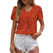 women's v-neck chiffon shirt puffed sleeves, view 6 - MRSLM