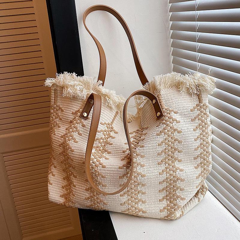 Large capacity fringe tote bag, view 5 - MRSLM
