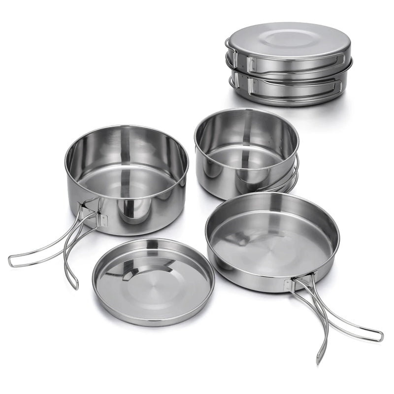 Stainless steel camping cookware set, view 3 - MRSLM
