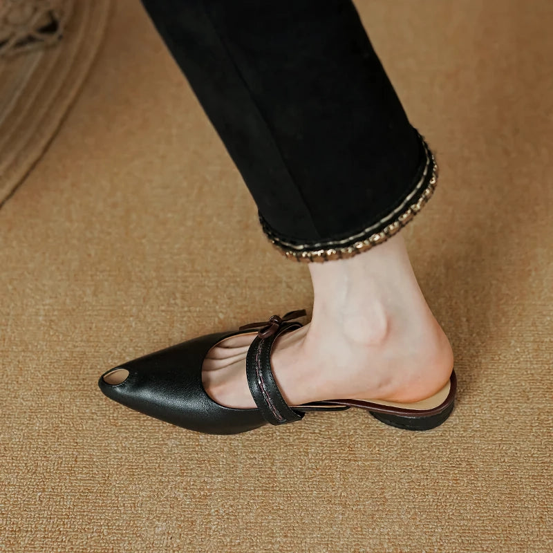 women's leather heel mules, view 10 - MRSLM