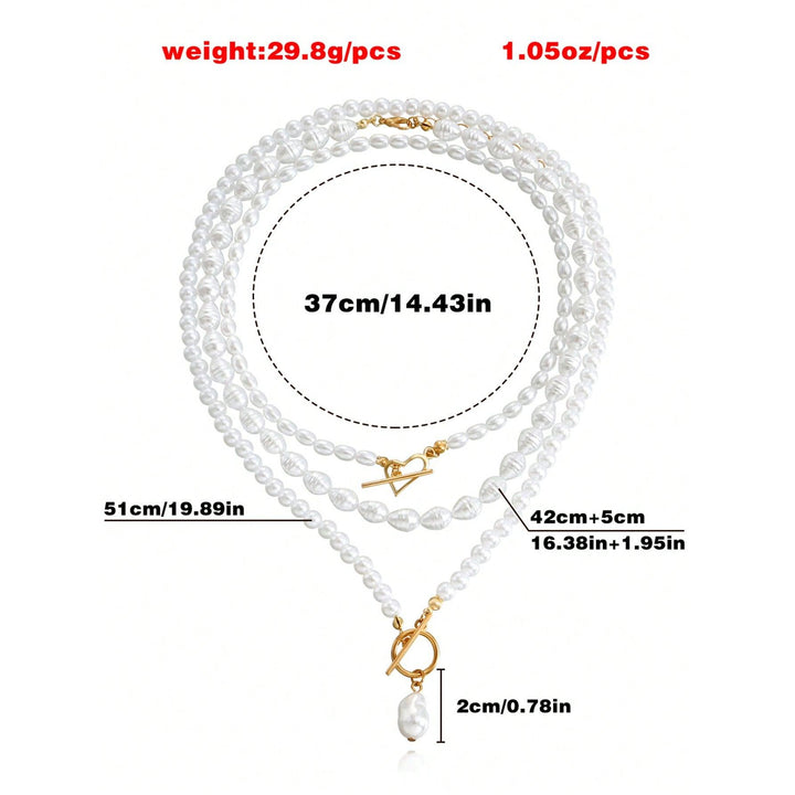 Elegant Imitation Pearl Heart Pendant Necklace